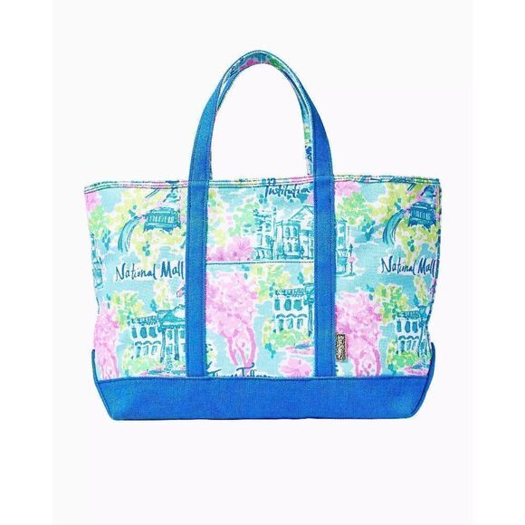 💗💙 LILLY PULITZER Mercato Washington DC Large Beach Tote NEW WITH TAGS - Picture 4 of 12